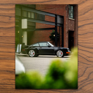 porsche 911 964 turbo poster wood grain background
