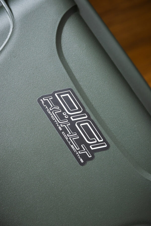 version 1 dk logo black sticker with white letters on large case